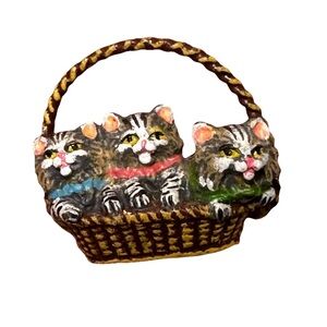 Vienna Bronze Bergmann Cat Kittens Figurine in Basket